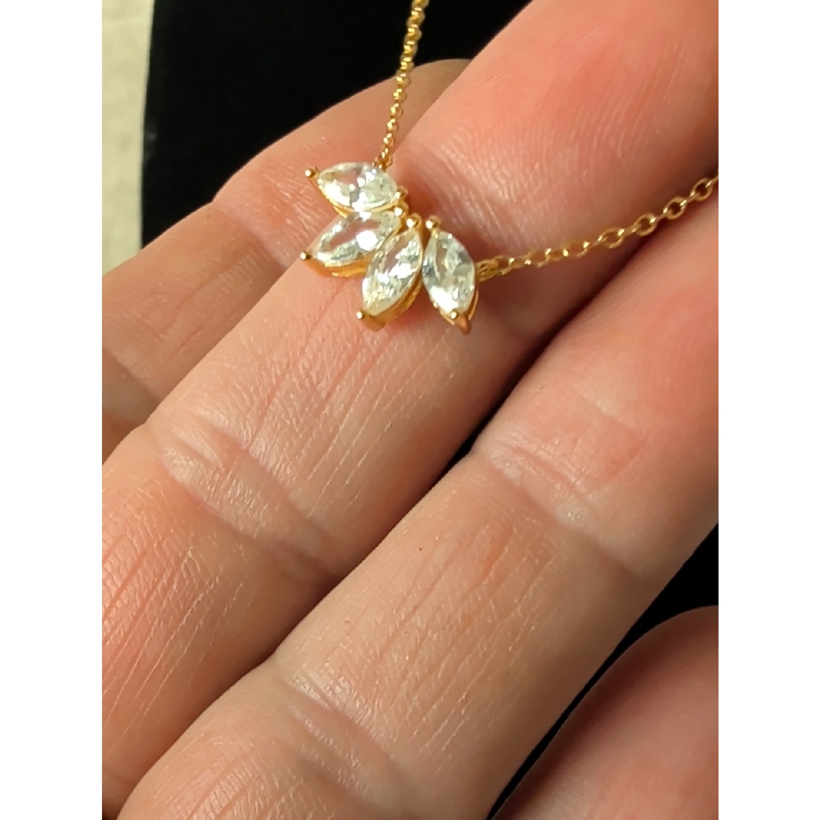 Caitlyn Minimalist 18k Gold Necklace Marquise Cz Diamond Bridal Collection — image 4 of 8